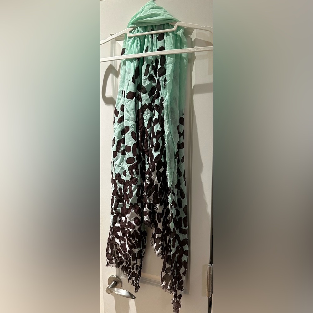 Diane Von Furstenberg Scarf 100% modal blue brown and white